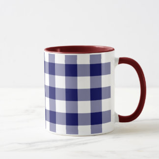 Navy and White Gingham Pattern Mug