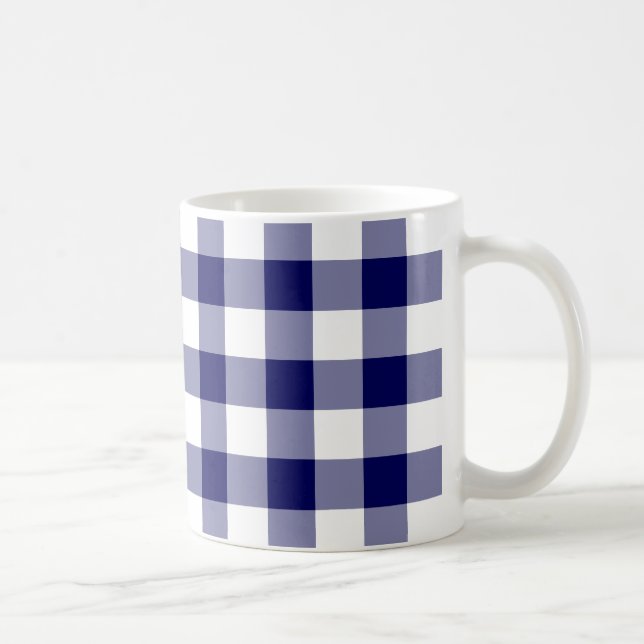 Navy and White Gingham Pattern Mug (Right)
