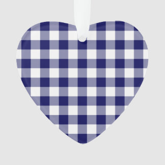 Navy and White Gingham Pattern Ornament