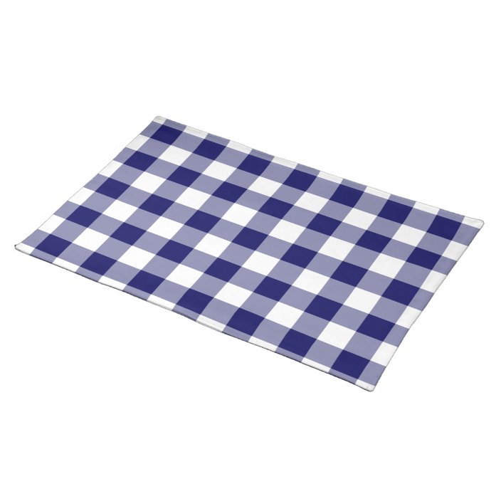 Navy and White Gingham Pattern Placemat Zazzle