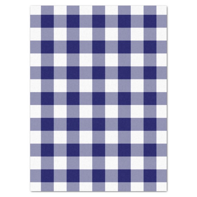 Navy and White Gingham Pattern Tissue Paper