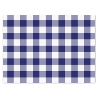 Navy and White Gingham Pattern Tissue Paper