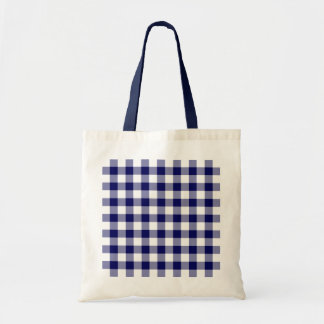 Navy and White Gingham Pattern Tote Bag