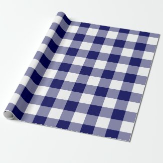 Navy and White Gingham Pattern Wrapping Paper