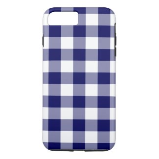 Navy and White Gingham Plaid iPhone 8/7 Plus Case