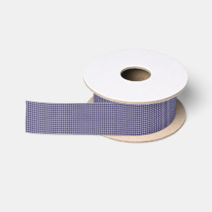 Navy and White Gingham Satin Ribbon