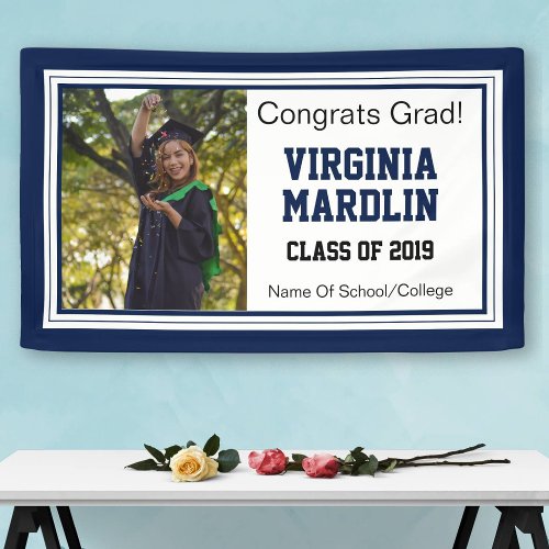 Navy and White Grad One Photo Banner