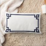 Navy and White Greek Key Border Lumbar Pillow<br><div class="desc">Cute girly preppy modern throw pillow with a geometric Greek key border. Adorable and unique gifts!</div>
