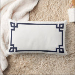 Navy and White Greek Key Border Lumbar Pillow<br><div class="desc">Cute girly preppy modern throw pillow with a geometric Greek key border. Adorable and unique gifts!</div>