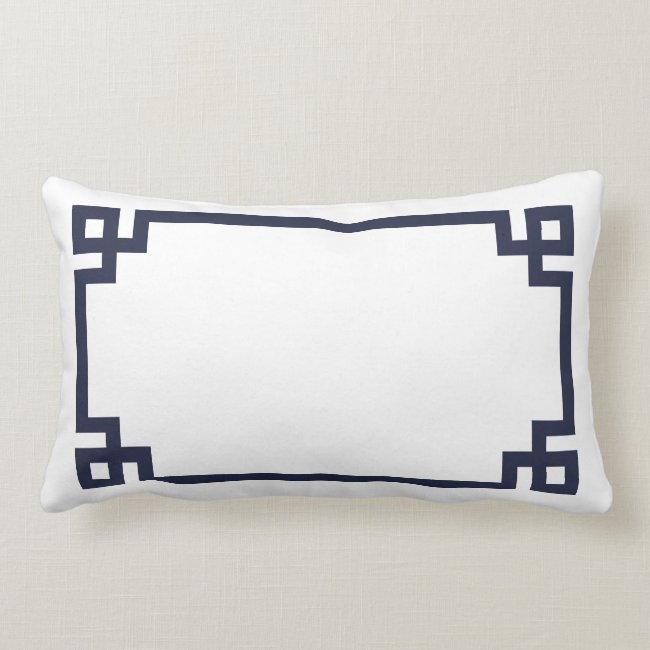 Navy and White Greek Key Border Lumbar Pillow