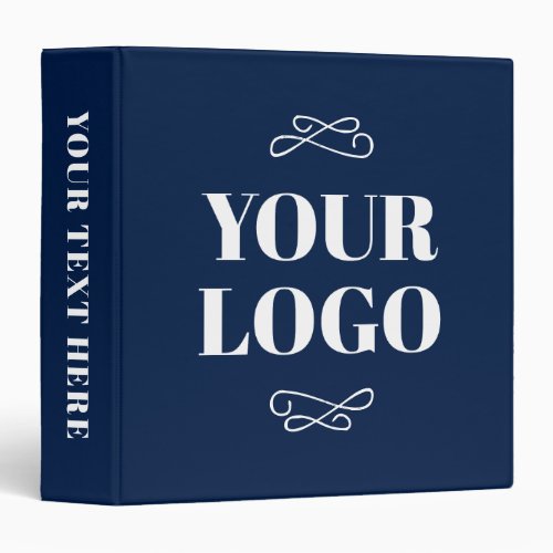 Navy and White Hand Drawn Flourish Business Logo 3 Ring Binder