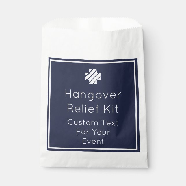 Navy and White Hangover Relief Kit Favor Bags (Front)