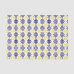 Navy and White Lemon Damask Pattern Tissue Paper