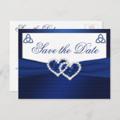 Navy and White Love Knot Save the Date Postcard (Front/Back)