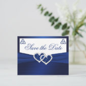 Navy and White Love Knot Save the Date Postcard (Standing Front)