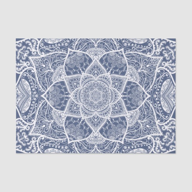 Navy and White Mandala - Loergann in Whale Shark Tissue Paper (Front)