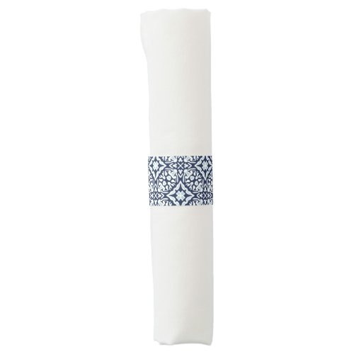 Navy and White Mediterranean Pattern Napkin Bands