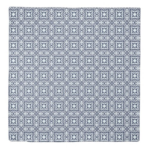 Navy and White Mediterranean Tile Pattern Duvet Cover