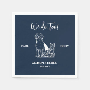 Navy and White Minimalist Dog Cat Pet Wedding Napkins
