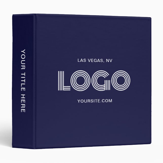 Navy and White Modern Logo 3 Ring Binder (Front/Spine)