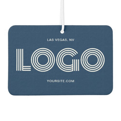 Navy and White Modern Rectangular Logo and Photo Air Freshener