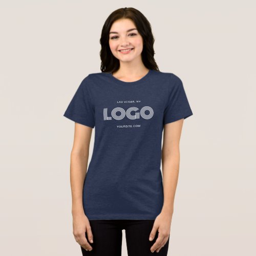 Navy and White Modern Rectangular Logo Tri_Blend Shirt