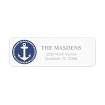Navy and White Nautical Anchor Design Label
