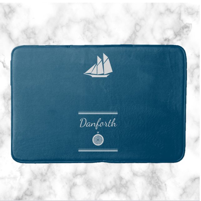 Navy and White Nautical Bath Mat (Creator Uploaded)