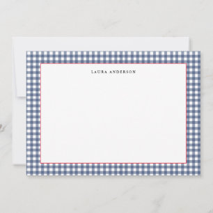 Navy and white Nautical Gingham flat  Thank You Card