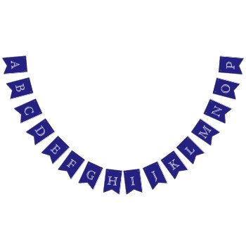 Navy And White Openface Letters Custom Bunting Flags by clever_bits at Zazzle
