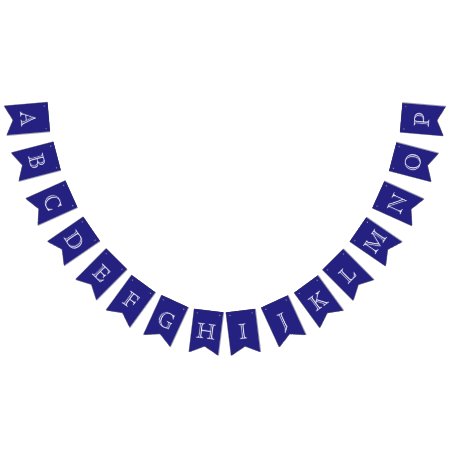 Navy And White Openface Letters Custom Bunting Flags