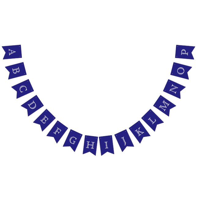 Navy and White OpenFace Letters Custom Bunting Flags (All)