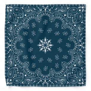 Navy and White Paisley Bandana