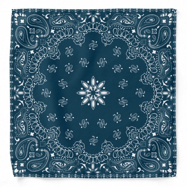 Navy and White Paisley Bandana (Front)