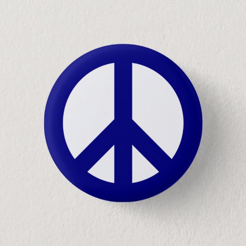 Navy and White Peace Symbol Button