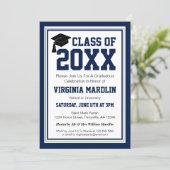 Navy and White Photo Graduation Party Invitation (Standing Front)