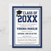 Navy and White Photo Graduation Party Invitation (Front)