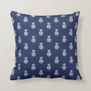 Navy and White Pineapple Throw Pillow