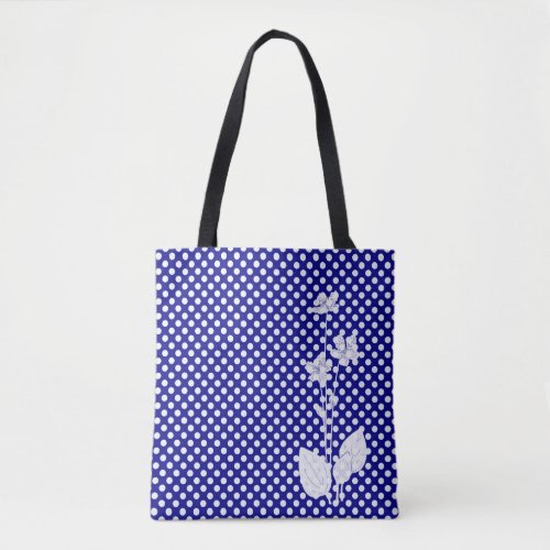 Navy and White Polka Dot Tote Bag