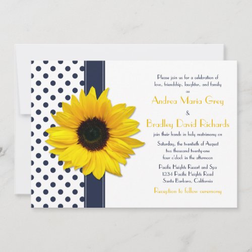 Navy and White Polka Dot Wedding Invitation