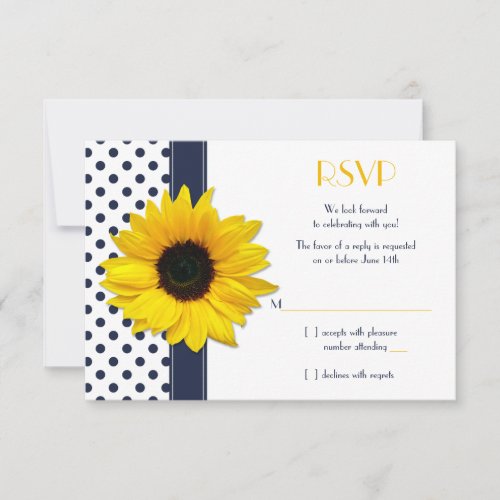 Navy and White Polka Dot Wedding Reply Card Custom Announcement