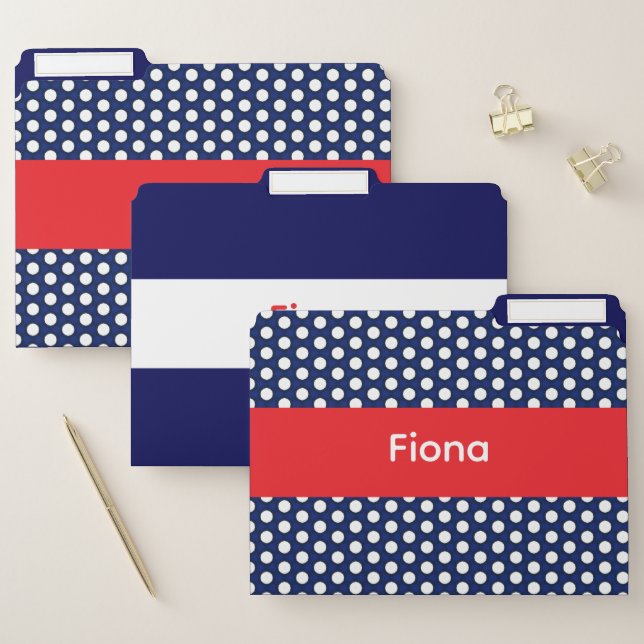 Navy and White Polka Dots File Folder (Set)