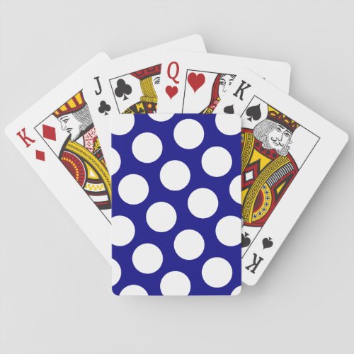 Navy and White Polka Dots Poker Cards
