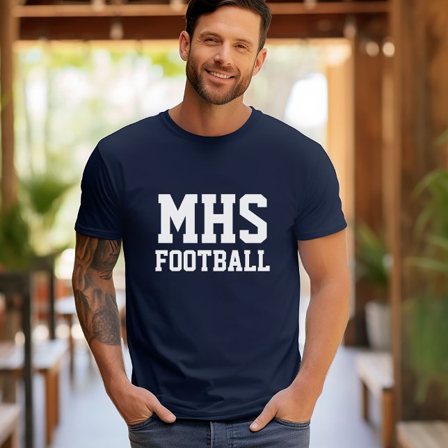 Navy and White School Spirit Custom Football Team T-Shirt (Creator Uploaded)