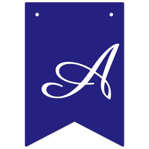 Navy and White Script Letters Custom Bunting Flags | Zazzle