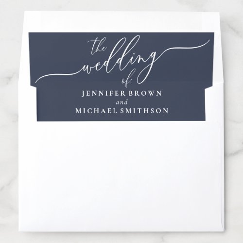 Navy and White Simple Formal Wedding Envelope Liner