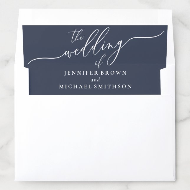 Navy and White Simple Formal Wedding Envelope Liner (In Envelope)