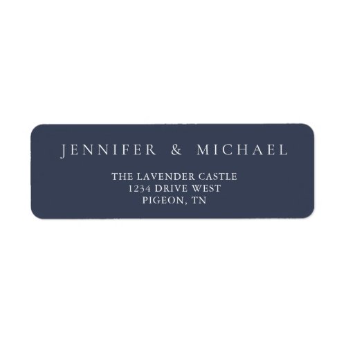 Navy and White Simple Minimalistic Wedding Label