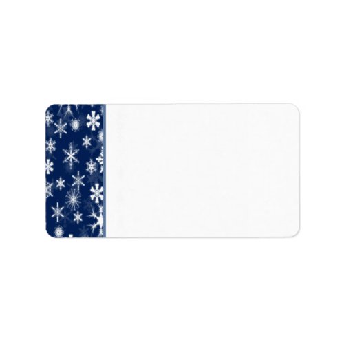 Navy and White Snowflakes Blank Address Label