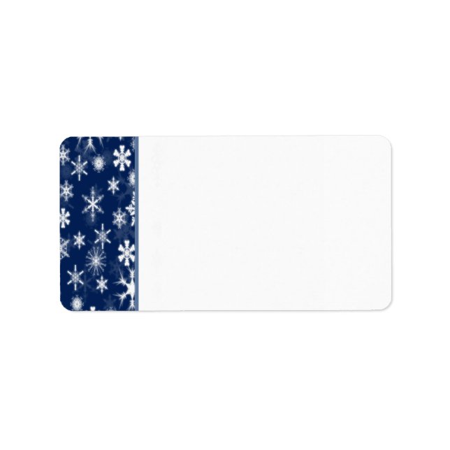 Navy and White Snowflakes Blank Address Label (Front)